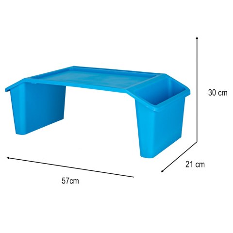 Stolik pod laptopa z organizerem niebieski