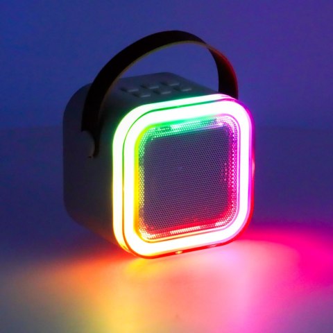 Zestaw do karaoke 2 mikrofony + głośnik przenośny BLUETOOTH USB LED różowy