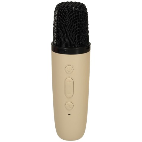 Zestaw do karaoke mikrofon + głośnik przenośny BLUETOOTH USB LED beżowy