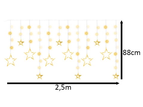 Lampki LED kurtyna gwiazdki 2,5m 138LED ciepły biały