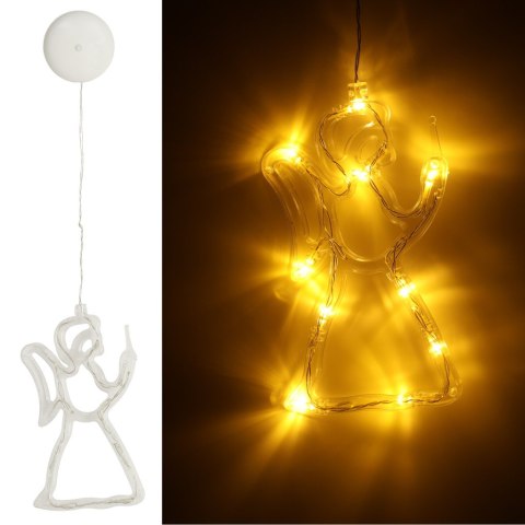 Lampki LED wisząca dekoracja okna świąteczna aniołek przyssawki 49cm 10 LED