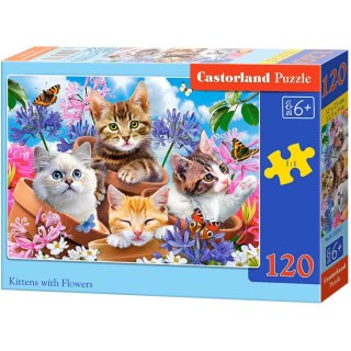 Puzzle układanka 120 elementów Koty w kwiatach 6+ CASTORLAND