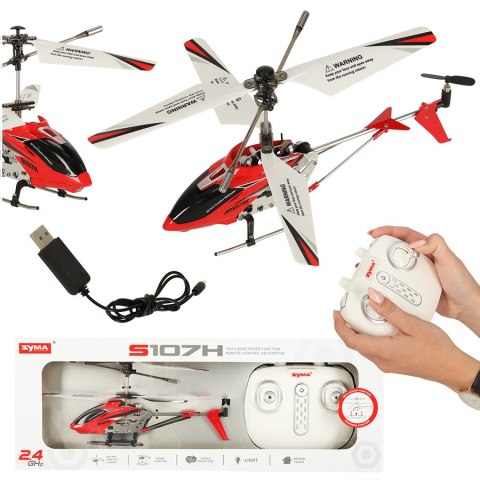 Helikopter zdalnie sterowany na pilota RC SYMA S107H 2.4GHz RTF czerwony