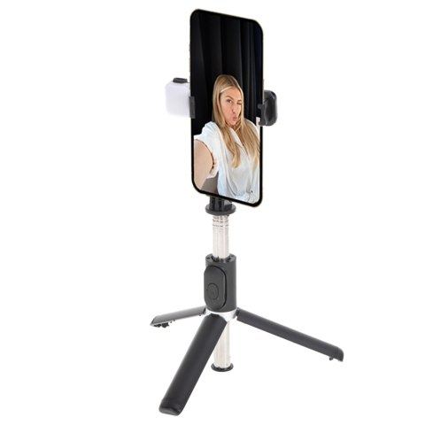 Kijek do selfie lampka LED statyw tripod czarny