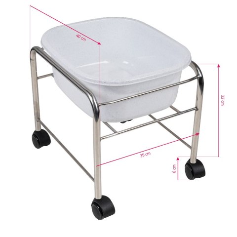 Brodzik do pedicure prosty z kółkami chrom Brodzik do pedicure prosty z kółkami chrom