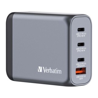 Ładowarka sieciowa Verbatim GaN GNC-100 3xUSB-C PD (2x100W+65W) 1xUSB-A QC 3.0