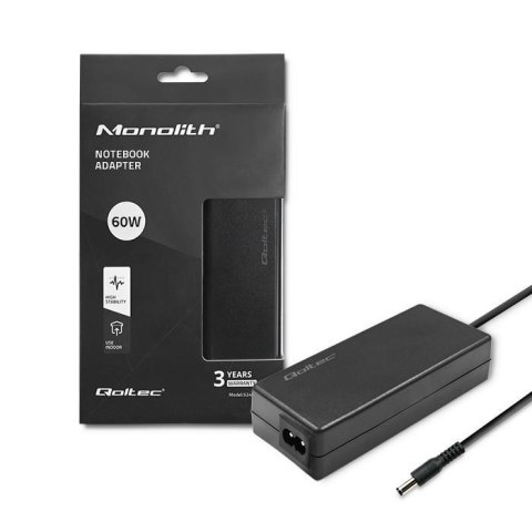 Zasilacz desktopowy Qoltec 60W | 12V | 5A | 5.5*2.5 | +kabel zasilający Zasilacz desktopowy Qoltec 60W | 12V | 5A | 5.5*2.5 | +kabel zasilający