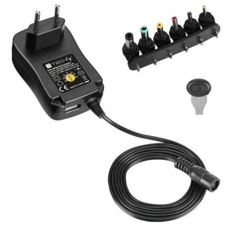 Zasilacz sieciowy Techly Uniwersalny Regulowany 3-12V 2.25A 27W USB 5V 1A Zasilacz sieciowy Techly Uniwersalny Regulowany 3-12V 2.25A 27W USB 5V 1A