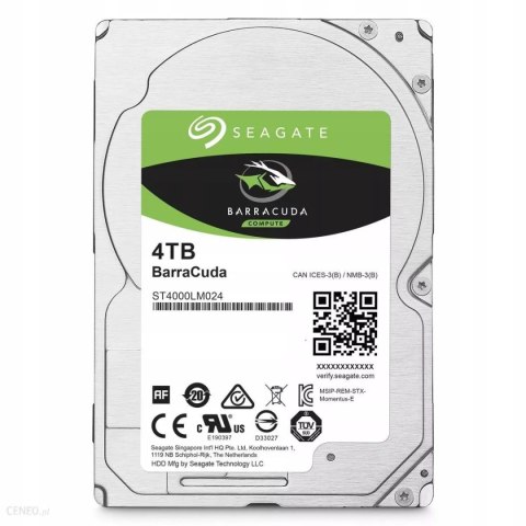 Dysk SEAGATE BarraCuda® ST4000LM024 4TB 2,5" 5400 128MB SATA III Dysk SEAGATE BarraCuda® ST4000LM024 4TB 2,5" 5400 128MB SATA III
