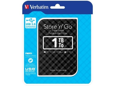 Dysk zewnętrzny Verbatim 1TB Store 'n' Go 2.5" 5400 USB 3.0 czarny Dysk zewnętrzny Verbatim 1TB Store 'n' Go 2.5" 5400 USB 3.0 czarny