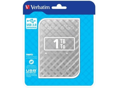 Dysk zewnętrzny Verbatim 1TB Store 'n' Go 2.5" srebrny USB Dysk zewnętrzny Verbatim 1TB Store 'n' Go 2.5" srebrny USB