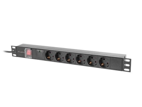 Listwa zasilająca Lanberg Rack PDU 19"1U 16A 6x 230V Schuko 2m Czarna Listwa zasilająca Lanberg Rack PDU 19"1U 16A 6x 230V Schuko 2m Czarna