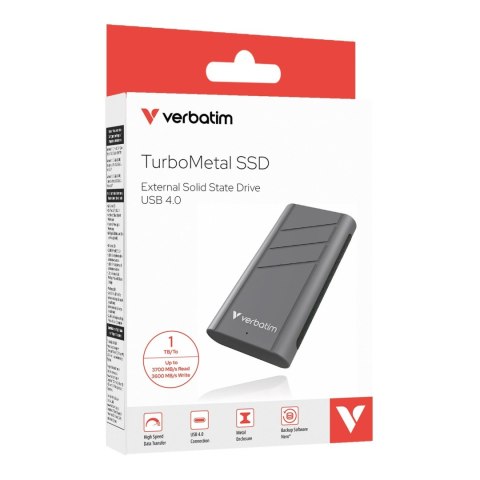 Dysk SSD zewnętrzny Verbatim TurboMetal 1TB USB4 Type-C szary Dysk SSD zewnętrzny Verbatim TurboMetal 1TB USB4 Type-C szary