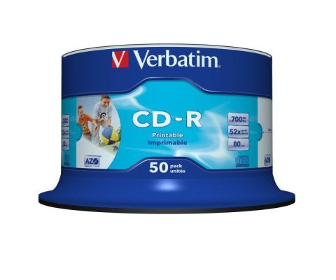 Płyty CD-R Verbatim 52x 700MB (Cake 50) WIDE PRINTABLE NON-ID Płyty CD-R Verbatim 52x 700MB (Cake 50) WIDE PRINTABLE NON-ID