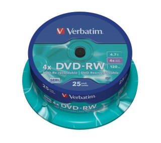 Płyty DVD-RW Verbatim 4x 4.7GB (Cake 25) MATT SILVER