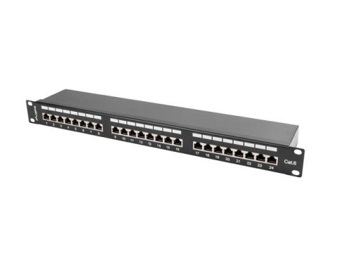 Patch panel Lanberg PPS6-1024-B 24 port 1U kat.6 ekranowany czarny Patch panel Lanberg PPS6-1024-B 24 port 1U kat.6 ekranowany czarny