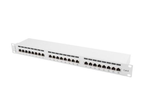 Patch panel Lanberg PPS6-1024-S 24 port 1U kat.6 ekranowany szary Patch panel Lanberg PPS6-1024-S 24 port 1U kat.6 ekranowany szary