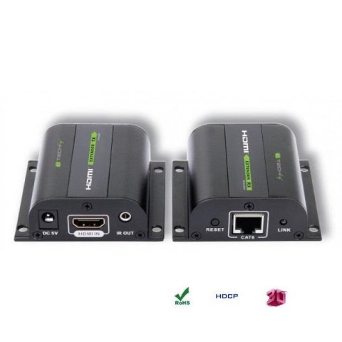 Extender HDMI Techly EXT-E70I po skrętce Cat. 5e/6/6a/7, do 60m, z odbiornikiem IR, czarny Extender HDMI Techly EXT-E70I po skrętce Cat. 5e/6/6a/7, do 60m, z odbiornikiem IR, czarny