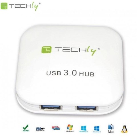 Hub USB Techly IUSB3-HUB4-WH 4 porty 3.0 Super Speed, biały Hub USB Techly IUSB3-HUB4-WH 4 porty 3.0 Super Speed, biały