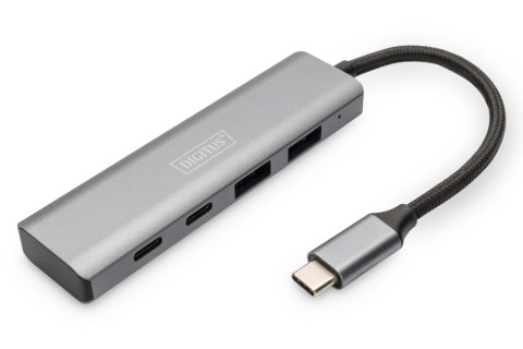 Hub USB Typ C DIGITUS 4-portowy 2x USB-A, 2x USB-C aluminium 10Gbps Hub USB Typ C DIGITUS 4-portowy 2x USB-A, 2x USB-C aluminium 10Gbps