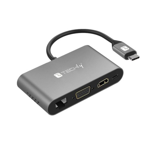 Kabel adapter Techly USB-C MultiPort HDMI/VGA/RJ45/USB-C PD/ USB-A MicroSD Kabel adapter Techly USB-C MultiPort HDMI/VGA/RJ45/USB-C PD/ USB-A MicroSD