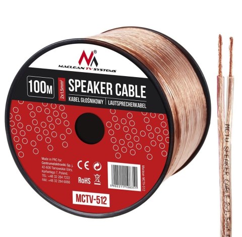 Kabel głośnikowy Maclean MCTV-512 2*1,5mm2 48*020CCA 100m Kabel głośnikowy Maclean MCTV-512 2*1,5mm2 48*020CCA 100m