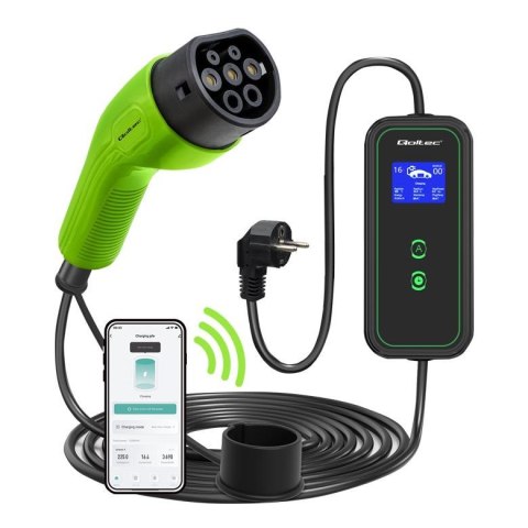 Ładowarka Qoltec do samochodu elektrycznego EV z regulacją 2w1 Typ2 | 3.5kW | 230V | Wi-Fi | LCD | Przenośna | Wallbox | 5m Ładowarka Qoltec do samochodu elektrycznego EV z regulacją 2w1 Typ2 | 3.5kW | 230V | Wi-Fi | LCD | Przenośna | Wallbox | 5m