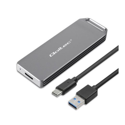Obudowa/kieszeń Qoltec mini na dysk M.2 SSD | NVMe | PCIe | USB 3.1 | Super speed 10Gb/s | 2TB | Srebrna Obudowa/kieszeń Qoltec mini na dysk M.2 SSD | NVMe | PCIe | USB 3.1 | Super speed 10Gb/s | 2TB | Srebrna