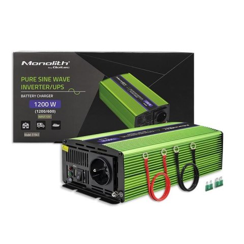 Przetwornica napięcia Qoltec Monolith | ładowanie baterii | UPS | 600W | 1200W | 12V na 230V | Czysty Sinus Przetwornica napięcia Qoltec Monolith | ładowanie baterii | UPS | 600W | 1200W | 12V na 230V | Czysty Sinus
