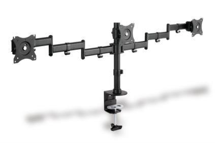 Stojak biurkowy potrójny z zaciskiem DIGITUS, 3xLCD, max. 27", max. obciążenie 8kg, uchylno-obrotowy 360° Stojak biurkowy potrójny z zaciskiem DIGITUS, 3xLCD, max. 27", max. obciążenie 8kg, uchylno-obrotowy 360°