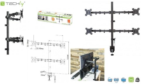 Uchwyt biurkowy Techly 13"-27", 4x10kg regulowany Uchwyt biurkowy Techly 13"-27", 4x10kg regulowany
