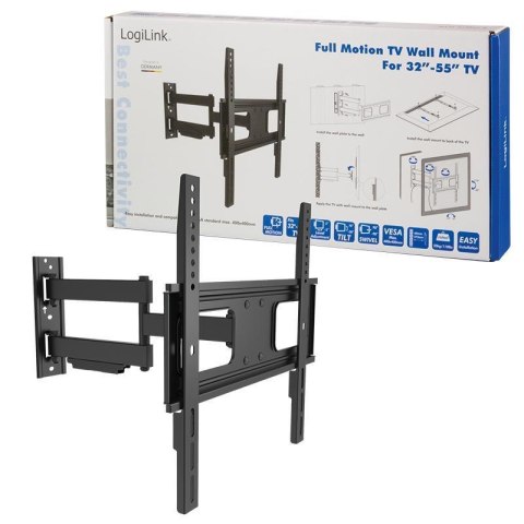 Uchwyt ścienny LogiLink do telewizora LCD/LED nachylenie -20°/+10°, VESA 400x400, 32-55" Uchwyt ścienny LogiLink do telewizora LCD/LED nachylenie -20°/+10°, VESA 400x400, 32-55"