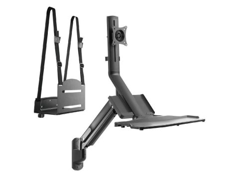 Uchwyt ścienny do monitora i klawiatury Maclean MC-838 ze sprężyną gazową i uchwytem na komputer / CPU 17"-32" 9 kg Uchwyt ścienny do monitora i klawiatury Maclean MC-838 ze sprężyną gazową i uchwytem na komputer / CPU 17"-32" 9 kg