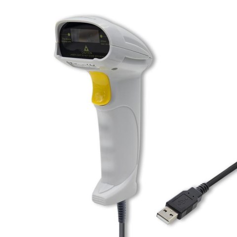 Czytnik kodów kreskowych Qoltec laserowy 1D | USB | Biały Czytnik kodów kreskowych Qoltec laserowy 1D | USB | Biały