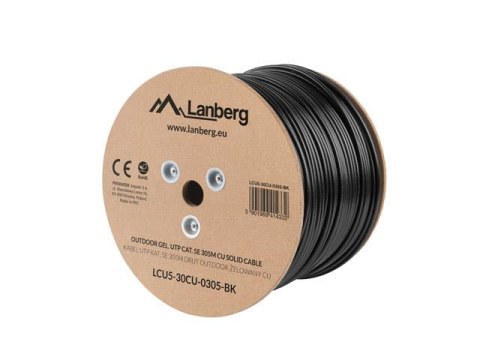 Kabel UTP Lanberg kat. 5e 305m drut CU outdoor żelowany Kabel UTP Lanberg kat. 5e 305m drut CU outdoor żelowany