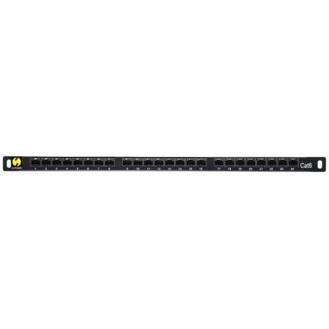Patch panel 19'' Netrack 24-porty kat. 6 UTP, 0,5U z półką Patch panel 19'' Netrack 24-porty kat. 6 UTP, 0,5U z półką