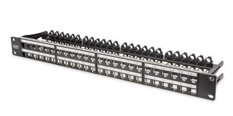 Patch panel pusty DIGITUS 19" 48 port 1U do modułów keystone (RAL 9005) Patch panel pusty DIGITUS 19" 48 port 1U do modułów keystone (RAL 9005)