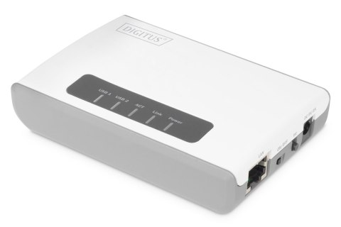 Serwer sieciowy DIGITUS wielofunkcyjny, bezprzewodowy 2-portowy, USB 2.0, 300Mbps Serwer sieciowy DIGITUS wielofunkcyjny, bezprzewodowy 2-portowy, USB 2.0, 300Mbps