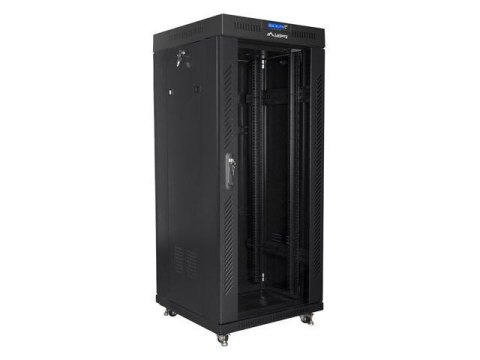 Szafa instalacyjna Rack stojąca 19" 27U 600x600 czarna drzwi szklane LCD Lanberg (flat pack) Szafa instalacyjna Rack stojąca 19" 27U 600x600 czarna drzwi szklane LCD Lanberg (flat pack)