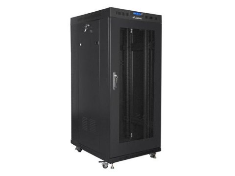 Szafa instalacyjna Rack stojąca 19" 27U 600x800 czarna drzwi perforowane LCD Lanberg (flat pack) Szafa instalacyjna Rack stojąca 19" 27U 600x800 czarna drzwi perforowane LCD Lanberg (flat pack)