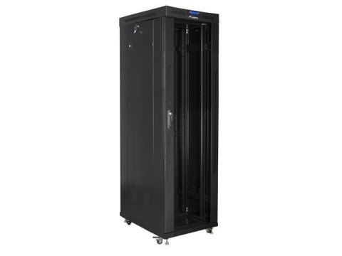 Szafa instalacyjna Rack stojąca 19" 42U 600x1000 czarna drzwi szklane LCD Lanberg (flat pack) Szafa instalacyjna Rack stojąca 19" 42U 600x1000 czarna drzwi szklane LCD Lanberg (flat pack)