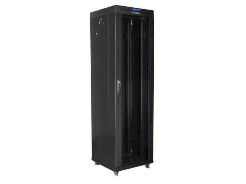 Szafa instalacyjna Rack stojąca 19" 42U 600x600 czarna drzwi szklane LCD Lanberg (flat pack) Szafa instalacyjna Rack stojąca 19" 42U 600x600 czarna drzwi szklane LCD Lanberg (flat pack)