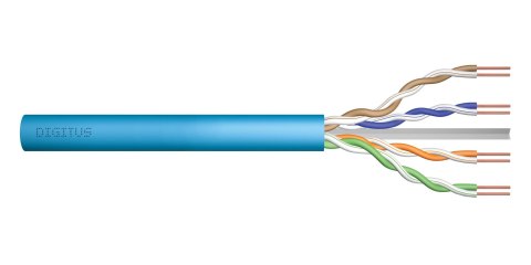Kabel teleinformatyczny instalacyjny DIGITUS kat.6A, U/UTP, Dca, AWG 23/1, LSOH, 50m, niebieski, ofoliowany Kabel teleinformatyczny instalacyjny DIGITUS kat.6A, U/UTP, Dca, AWG 23/1, LSOH, 50m, niebieski, ofoliowany