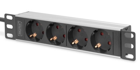 Listwa zasilająca DIGITUS do szaf 10" RACK 4xSchuko, 2m 1xSchuko, 16A, aluminiowa Listwa zasilająca DIGITUS do szaf 10" RACK 4xSchuko, 2m 1xSchuko, 16A, aluminiowa