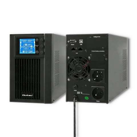 Zasilacz awaryjny UPS Qoltec | On-line | Pure Sine Wave | 1kVA | 800W | LCD | USB Zasilacz awaryjny UPS Qoltec | On-line | Pure Sine Wave | 1kVA | 800W | LCD | USB