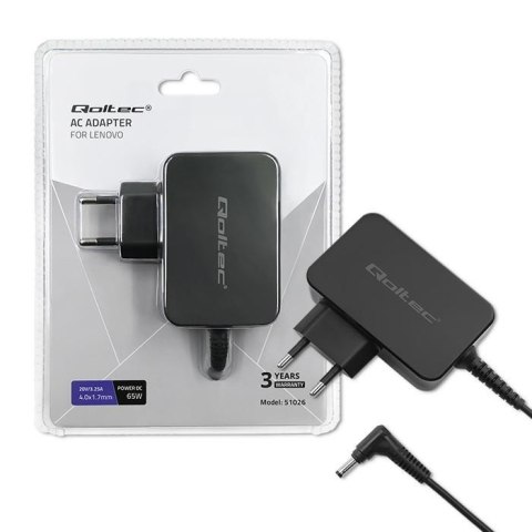 Zasilacz sieciowy Qoltec do Lenovo 65W | 20V | 3,25A | 4.0*1.7 Zasilacz sieciowy Qoltec do Lenovo 65W | 20V | 3,25A | 4.0*1.7
