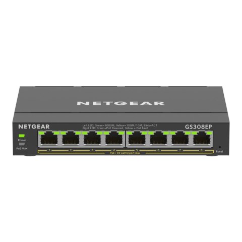 Switch niezarządzalny Netgear GS308EP 8x 100M/1G PoE+ 62W Switch niezarządzalny Netgear GS308EP 8x 100M/1G PoE+ 62W