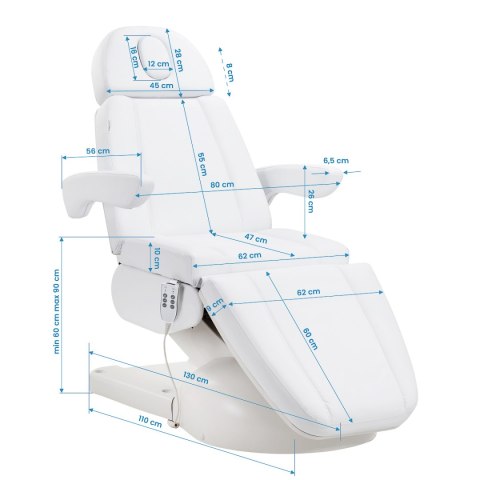 Fotel kosmetyczny Azzurro Lux 3m biały