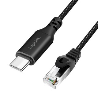 Kabel adapter LogiLink CU0410 Ethernet USB 3.2, C/M do RJ45/M, aktywny, 1 m