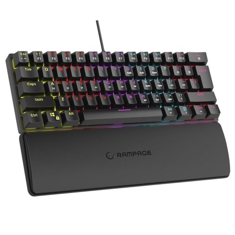 Klawiatura przewodowa Rampage PLOWERK60 gamingowa mechaniczna Blue Switch Rainbow LED czarna Klawiatura przewodowa Rampage PLOWERK60 gamingowa mechaniczna Blue Switch Rainbow LED czarna